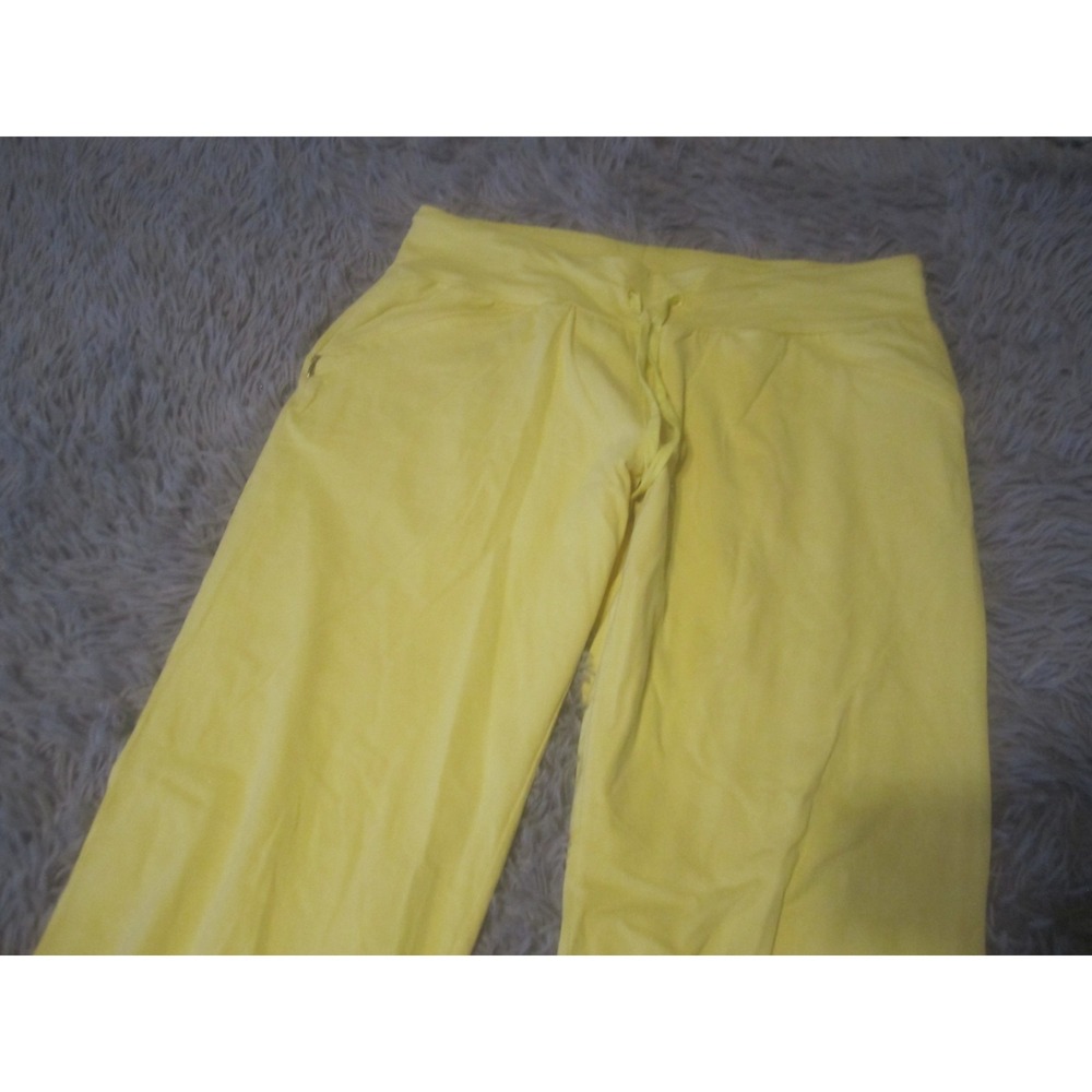 Danskin Pants Womens Large Petite Yellow Straight Leg Loose Fit Stretch - Picture 2 of 8